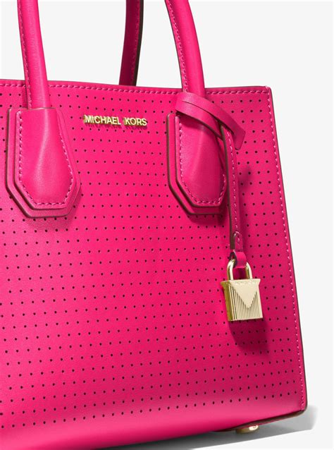 michael kors mercer perforated leather crossbody pink|Mercer Medium Perforated Crossbody Bag .